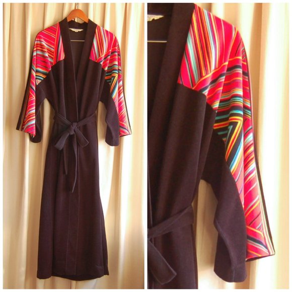 Vintage Other - 🌈 AWESOME ROBE! Vintage Technicolor Sleeve Dressing Gown 🌈